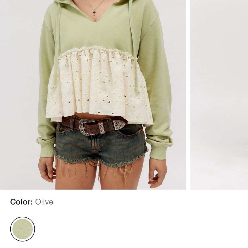 Urban Outfitters Hoodie Top with Eyelet Peplum